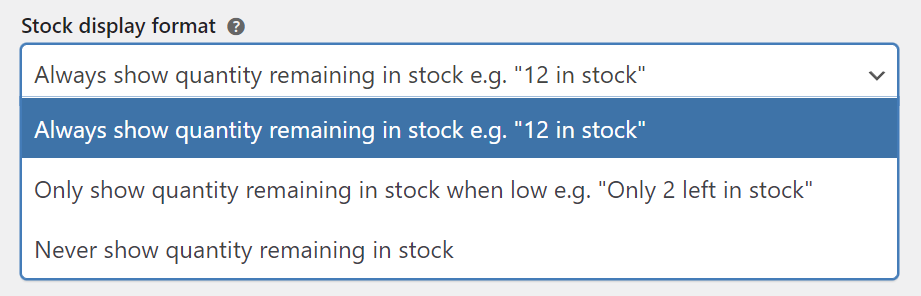 Stock display format options